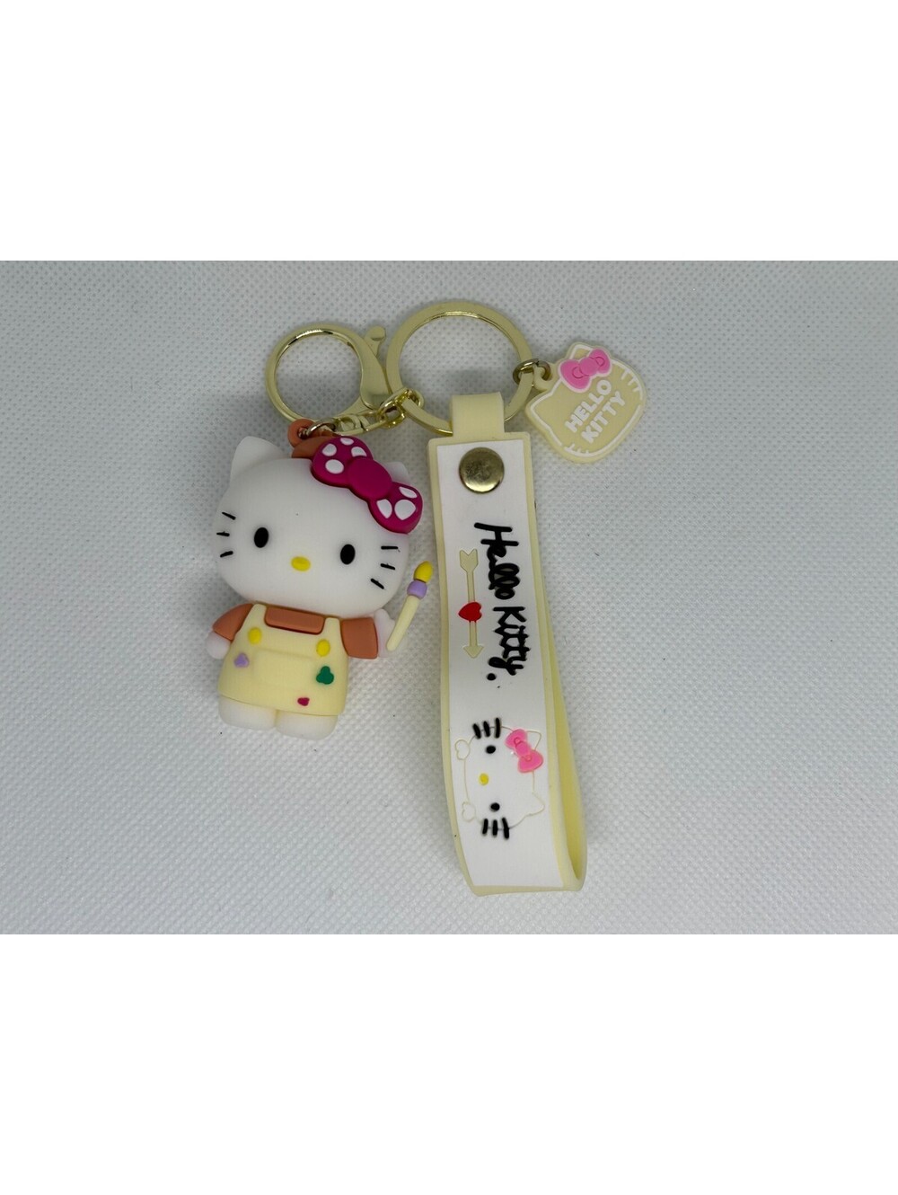 Hello Kitty Charm Keychain - Cheerful Yellow Design